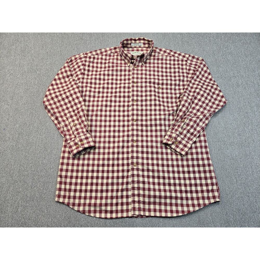 Orvis Men’s Long Sleeve Checkered Dress Shirt Size Large Button Down